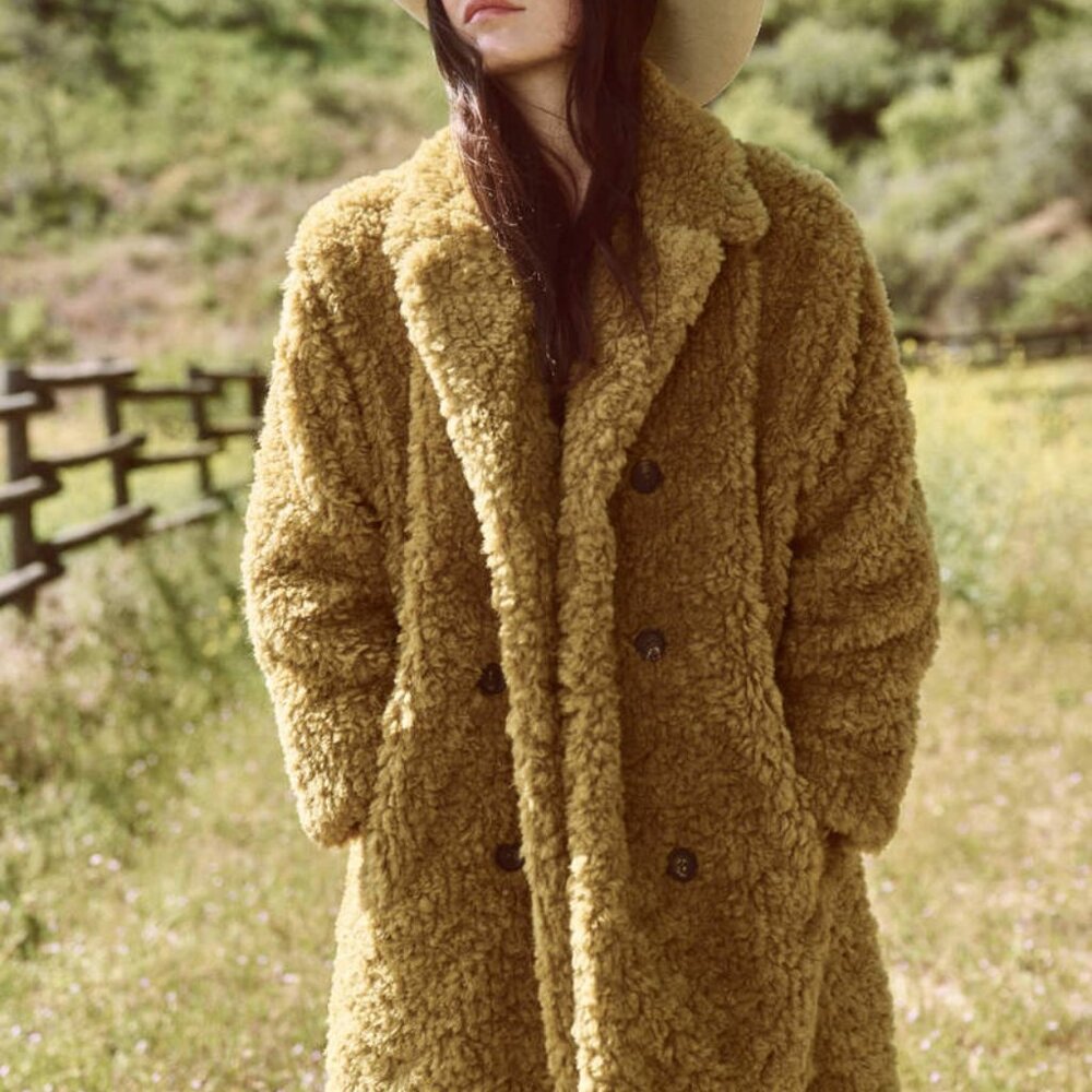 The Great Vintage Plush Teddy Coat Jacket in Harvest Gold